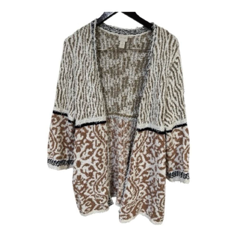 Chico's Animal Print Cardigan - Black Goal and Brown - Picture 2 of 6